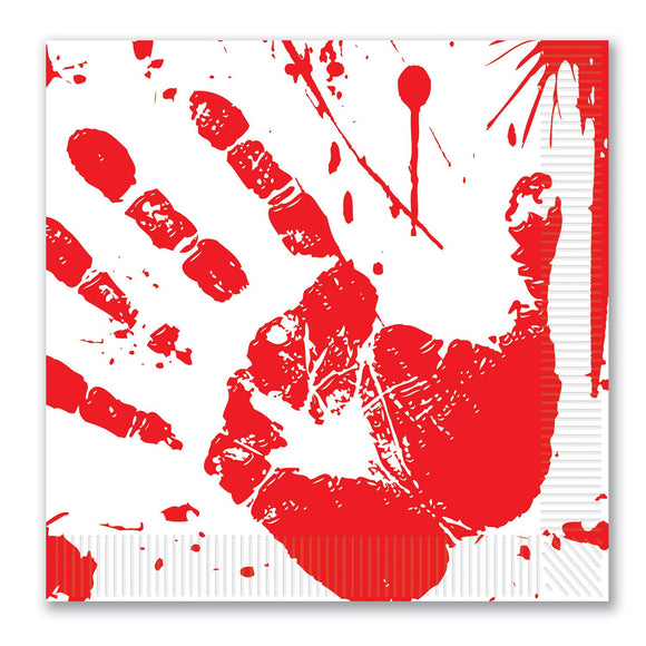 Beistle Bloody Handprints Luncheon Napkins - Party Supply Decoration for Halloween