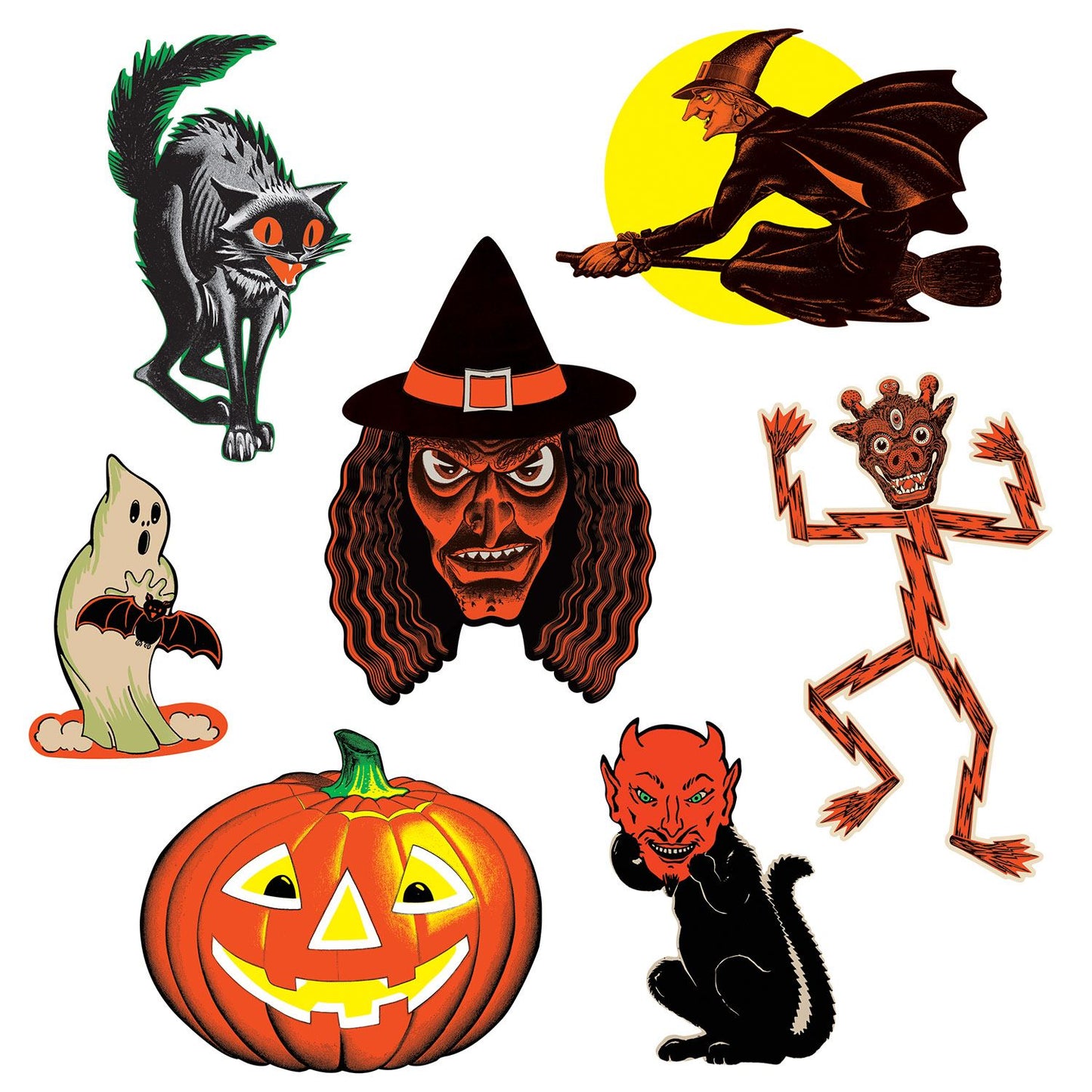 Beistle Vintage Halloween Classic Cutouts   (7/Pkg) Party Supply Decoration : Halloween-Vintage