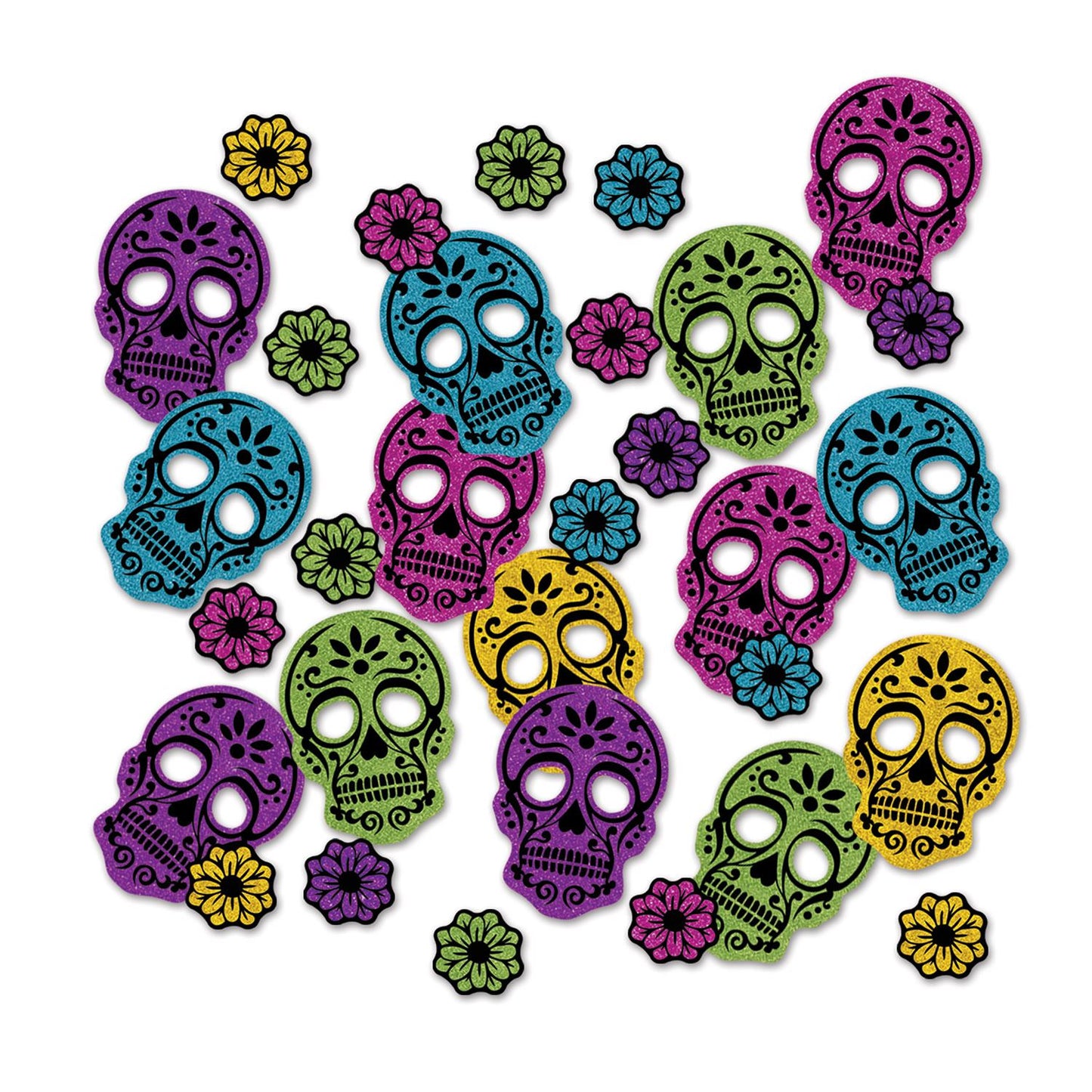 Beistle Day Of The Dead Deluxe Sparkle Confetti - Party Supply Decoration for Day of the Dead