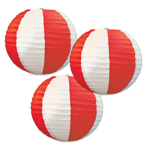 Beistle Red & White Stripes Paper Lanterns - Party Supply Decoration for Circus