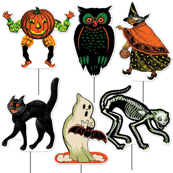 Beistle All Weather Vintage Halloween Yard Signs 110.5 in -120.25 in  (6/Pkg) Party Supply Decoration : Halloween-Vintage
