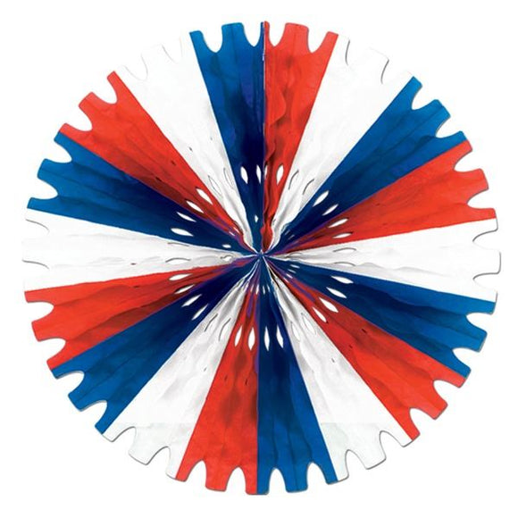 Beistle Red, White, and Blue Art-Tissue Fan - Party Supply Decoration for Patriotic