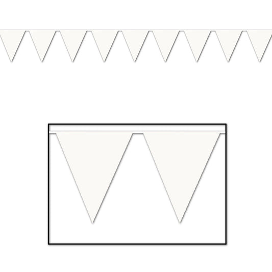 Beistle White Indoor/Outdoor Pennant Banner, 12 ft 11 in  x 12' (1/Pkg) Party Supply Decoration : General Occasion