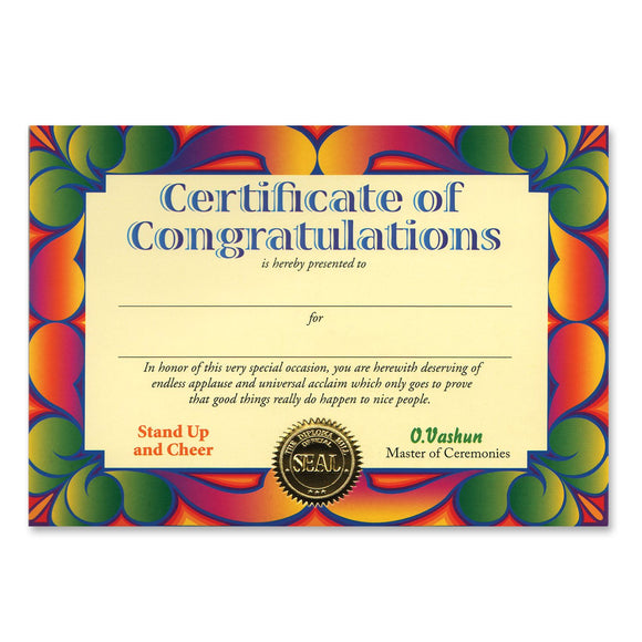 Beistle Certificate Of Congratulations Award Certificates - Party Supply Decoration for General Occasion