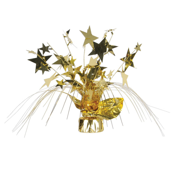 Beistle Gold Star Gleam N Spray Centerpiece 11 in  (1/Pkg) Party Supply Decoration : New Years