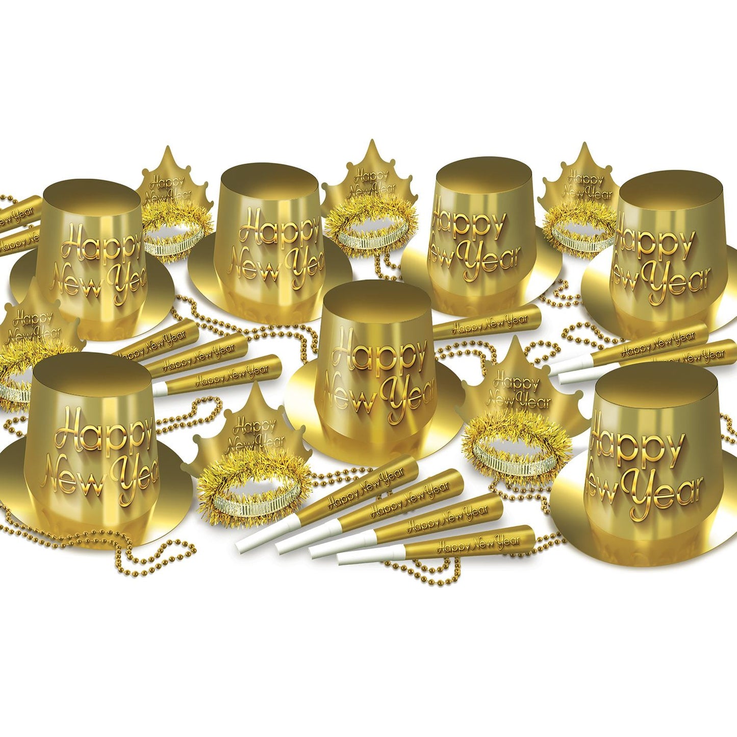 Beistle Golden New Year Assortment for 50 - Party Supply Decoration for New Years