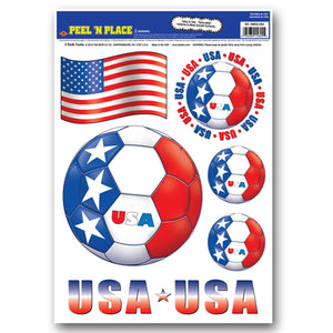 Beistle United States Soccer Peel 'N Place (6/Sheet) - Party Supply Decoration for Soccer