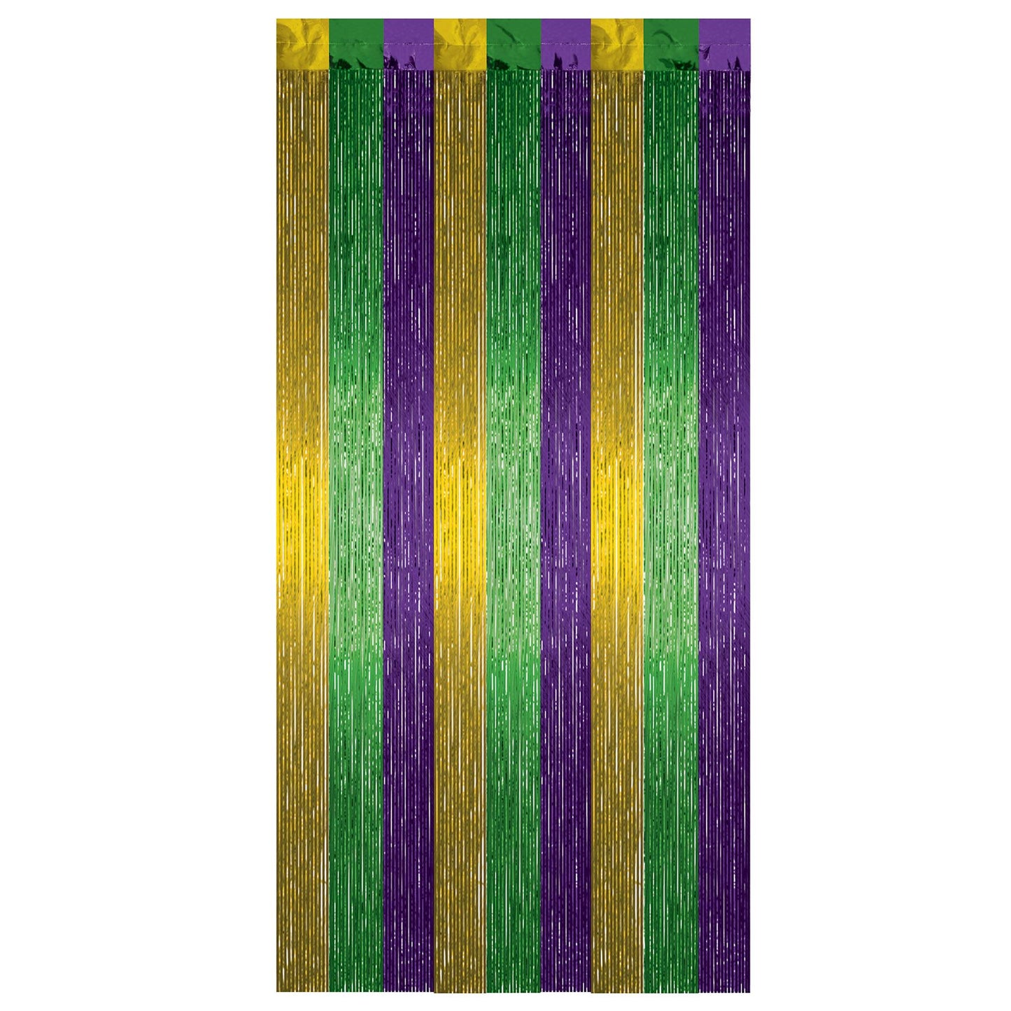 Beistle Green, Gold, and Purple 1-Ply Gleam N Curtain - Party Supply Decoration for Mardi Gras