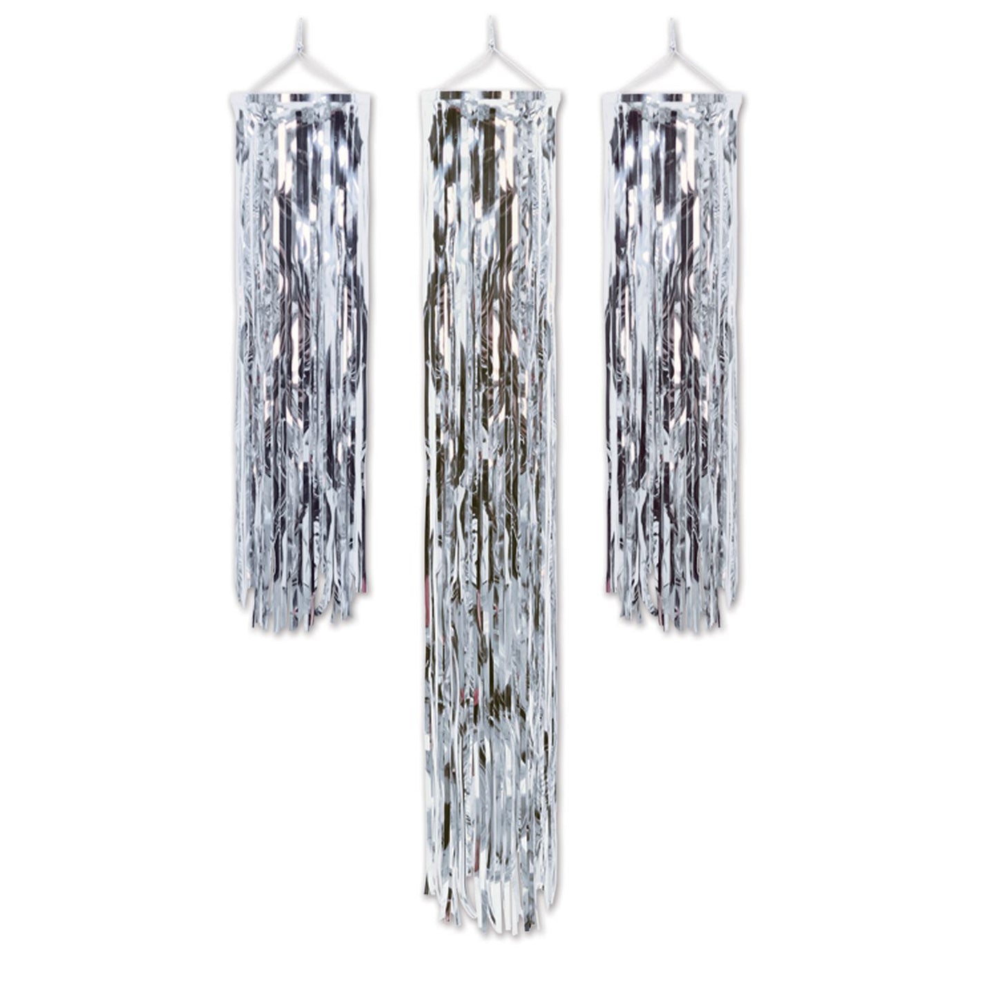 Beistle Mini Fringe Gleam 'N Columns - Silver - Party Supply Decoration for General Occasion