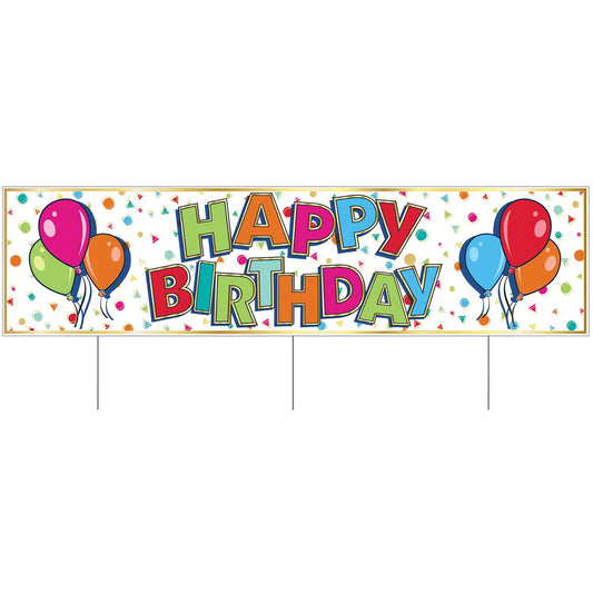 Beistle All Weather Jumbo Happy Birthday Yard Sign 110.75 in  x 3' 11 in  (1/Pkg) Party Supply Decoration : Birthday
