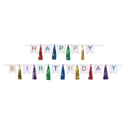 Beistle Happy Birthday Tassel Streamer 13 in  x 6' & 13 in  x 9' 6 in  (1/Pkg) Party Supply Decoration : Birthday