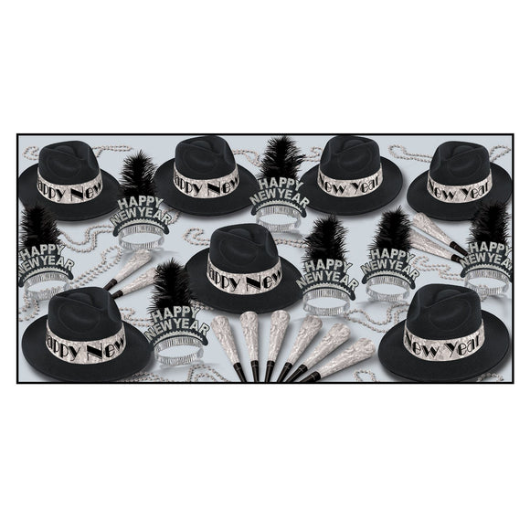 Beistle Swingin Black and Silver New Year Assortment (for 50 people) - Party Supply Decoration for New Years