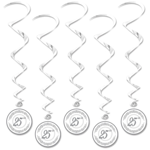 Beistle 25th Anniversary Whirls (5/pkg) - Party Supply Decoration for Anniversary