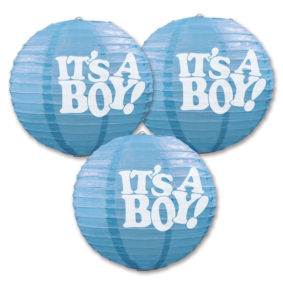 Beistle It's A Boy Paper Lanterns (3 Paper Lanterns Per Package) - Party Supply Decoration for Baby Shower