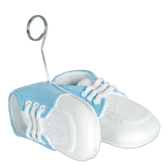 Beistle Blue Baby Shoes Photo/Balloon Holder - Party Supply Decoration for Baby Shower