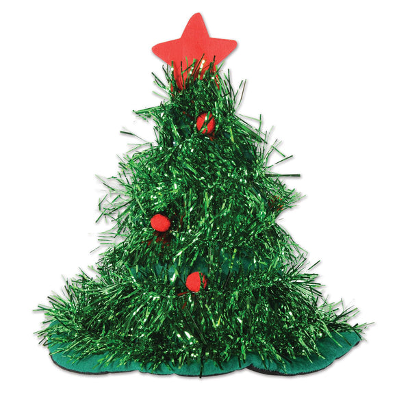 Beistle Tinsel Christmas Tree Hat  (1/Card) Party Supply Decoration : Christmas/Winter