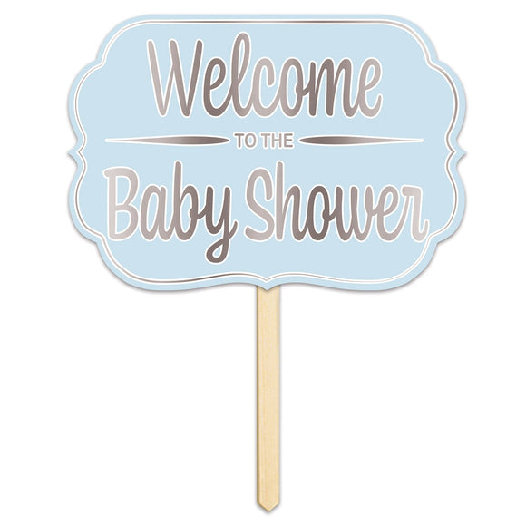 Beistle Foil Welcome ToThe Baby Shower Yard Sign Blue 10 in  x 140.5 in   Party Supply Decoration : Baby Shower