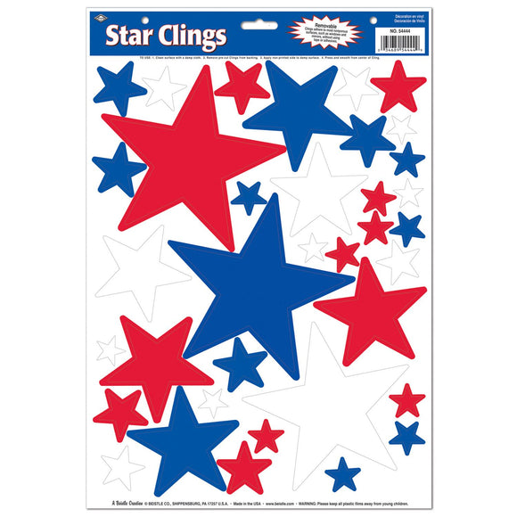 Beistle Star Clings - Party Supply Decoration for Patriotic