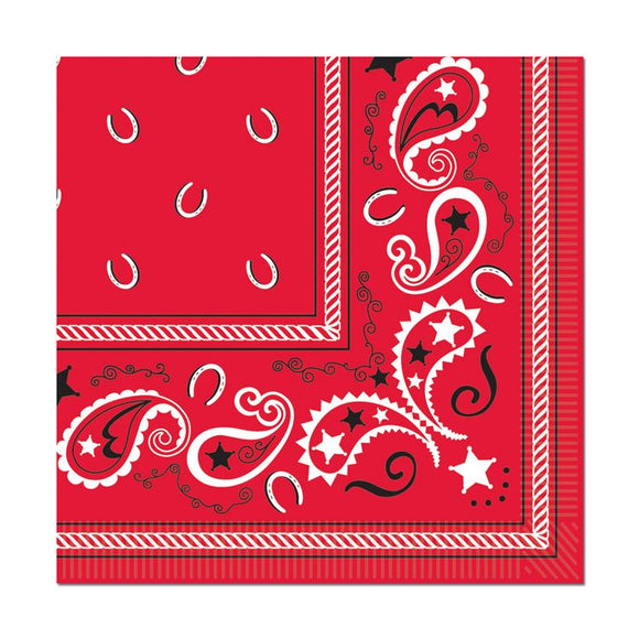 Beistle Bandana Lunch Napkins (16/pkg) - Party Supply Decoration for Western