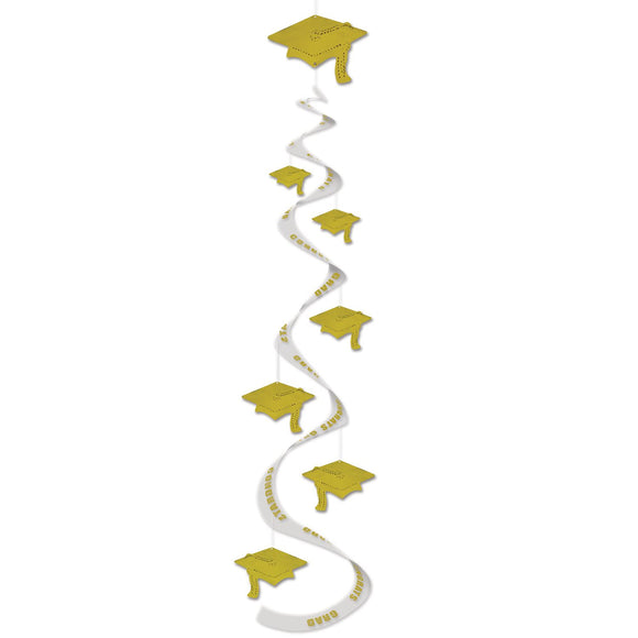 Beistle Gold Graduation Cap Whirls (3/pkg) - Party Supply Decoration for Graduation