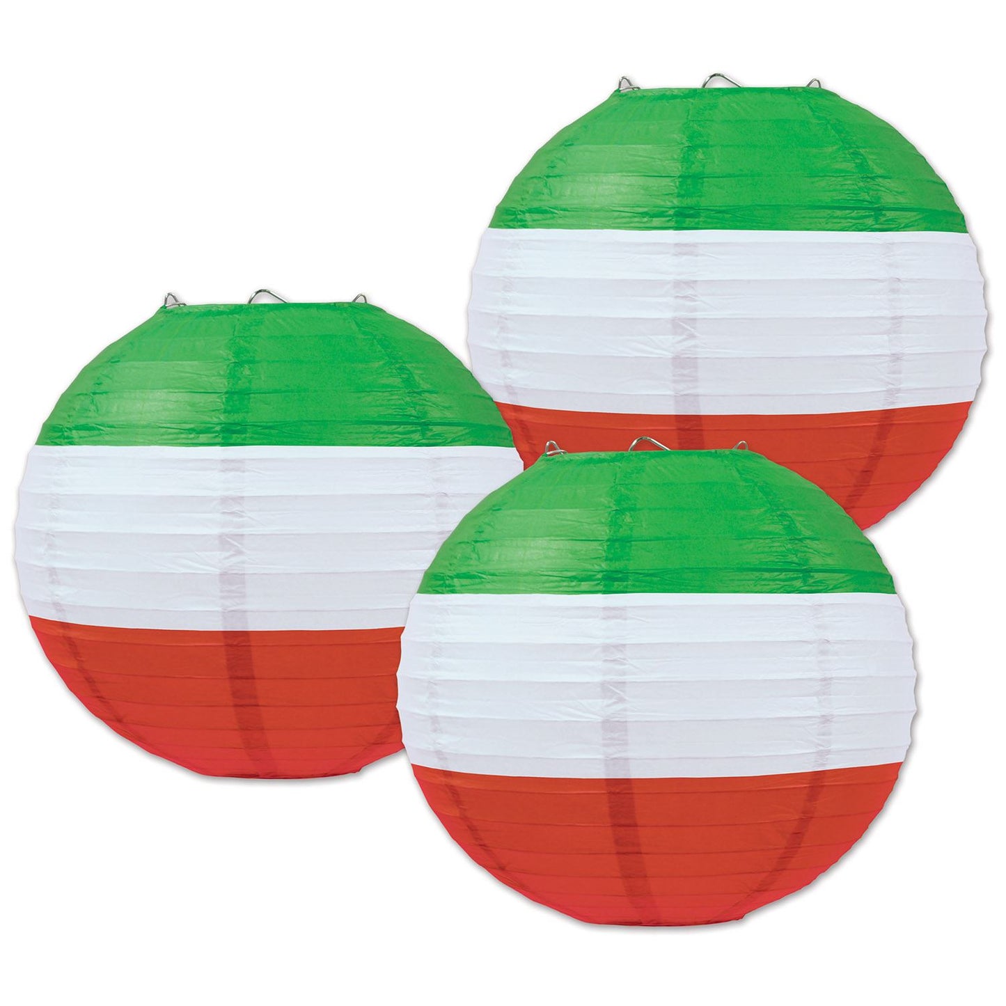 Beistle Red, White & Green Paper Lanterns - Party Supply Decoration for Fiesta / Cinco de Mayo