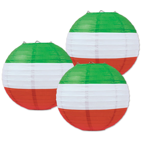 Beistle Red, White & Green Paper Lanterns - Party Supply Decoration for Fiesta / Cinco de Mayo