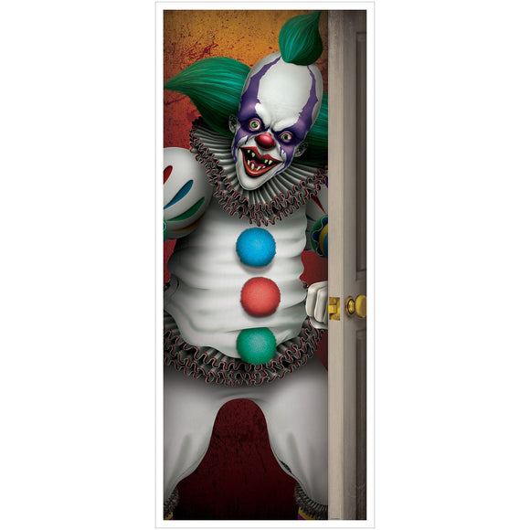 Beistle Creepy Clown Door Cover - Party Supply Decoration for Halloween