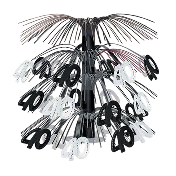 Beistle Black and Silver 40th Cascade Centerpiece 18 in  (1/Pkg) Party Supply Decoration : Over-The-Hill