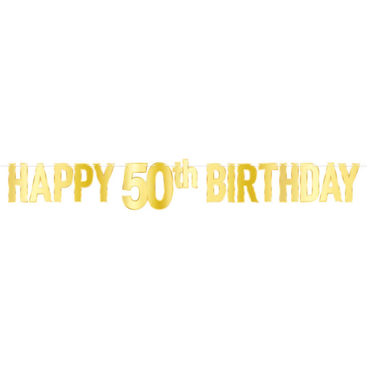 Beistle Foil Happy  in 50th in  Birthday Streamer 70.75 in  x 5' (1/Pkg) Party Supply Decoration : Birthday-Age Specific