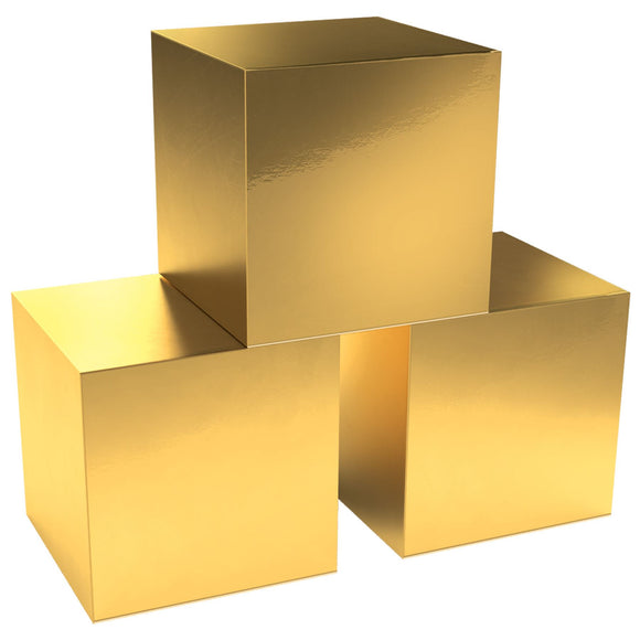 Beistle Foil Favor Boxes - Gold - Party Supply Decoration for General Occasion
