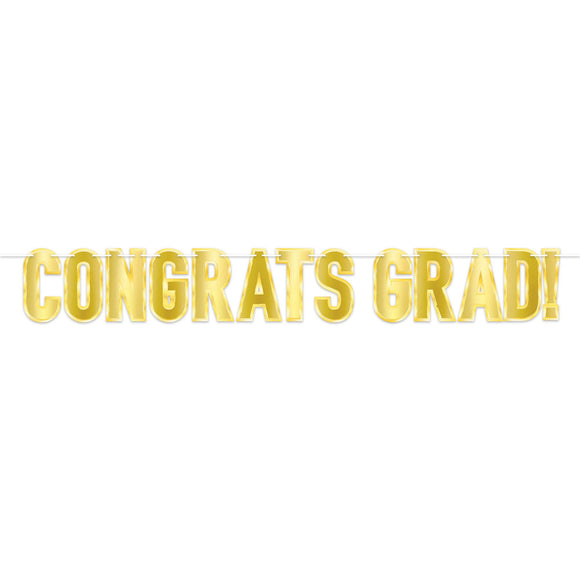 Beistle Foil Congrats Grad! Streamer 7 in  x 5' 3 in  (1/Pkg) Party Supply Decoration : Graduation