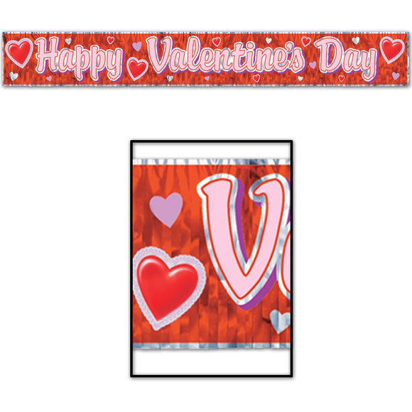 Beistle Red Metallic Valentine Banner 8 in  x 5' (1/Pkg) Party Supply Decoration : Valentines