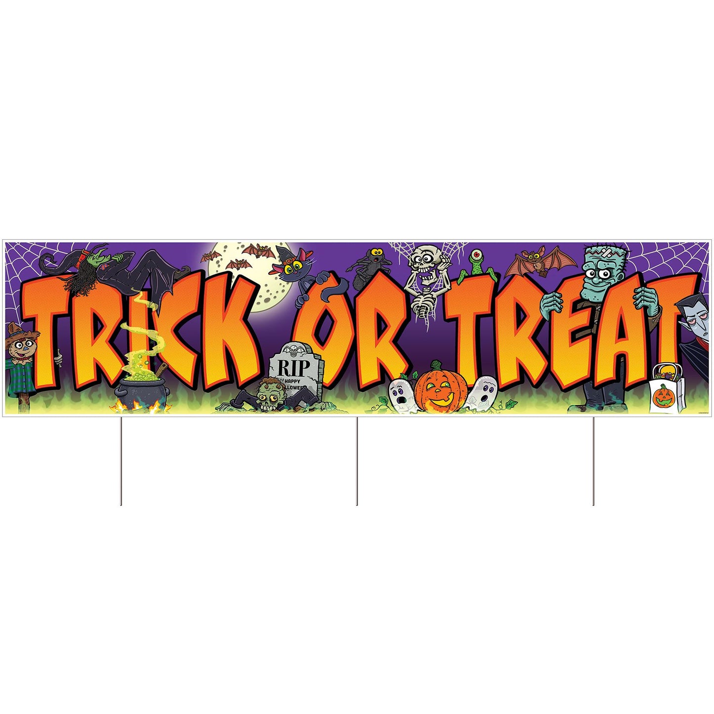 Plastic Jumbo Trick Or Treat Yard Sign