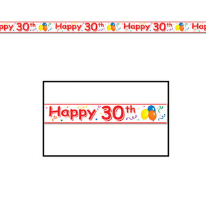 Beistle Happy "30th" Birthday Party Tape - Party Supply Decoration for Birthday