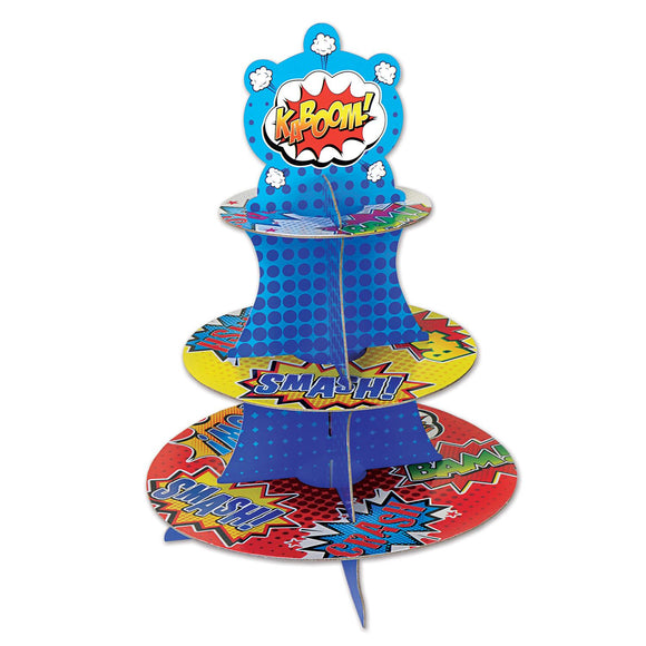 Beistle Hero Cupcake Stand - Party Supply Decoration for Heroes