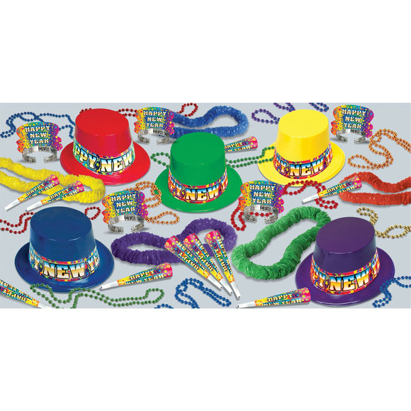 Beistle Rainbow Blast New Year Assortment (for 50 people) - Party Supply Decoration for New Years