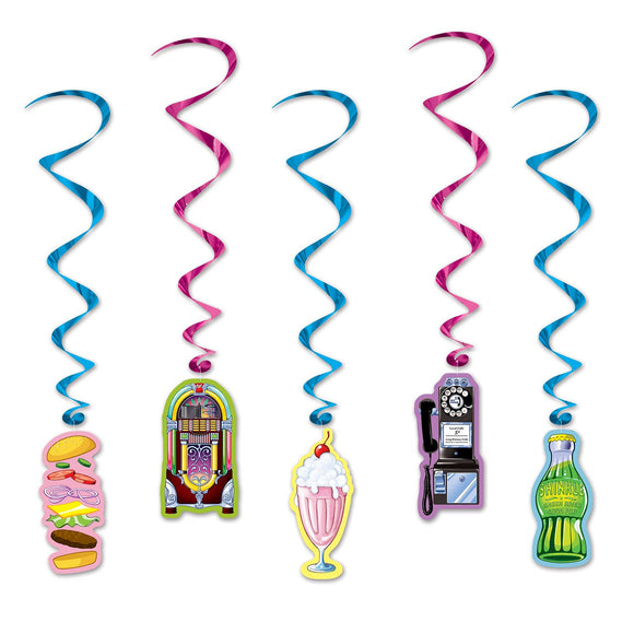 Beistle Soda Shop Whirls (5 pcs/pkg) - Party Supply Decoration for 50's/Rock & Roll