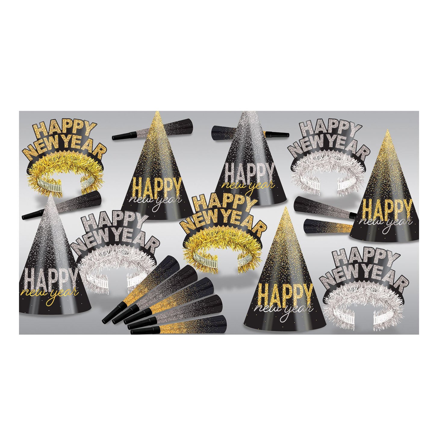 Beistle Silver & Gold Midnight Burst Assortment for 10 - Party Supply Decoration for New Years