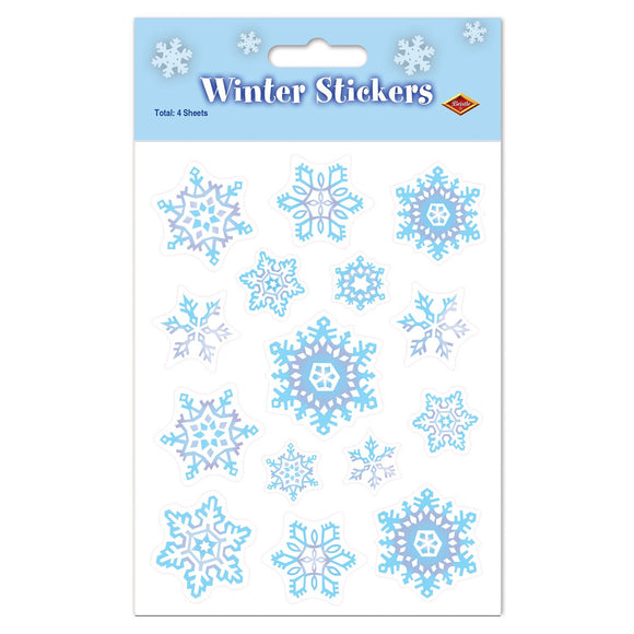 Beistle Snowflake Stickers (4 sheets/pkg) - Party Supply Decoration for Christmas / Winter