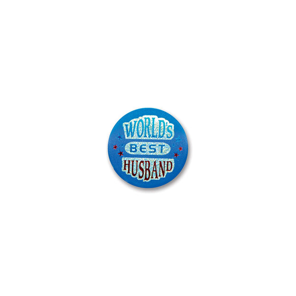 Beistle World's Best Husband Satin Button - Party Supply Decoration for Mothers/Fathers Day