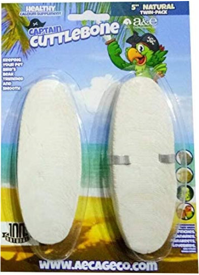 AE Cage Company Captain Cuttlebone Natural Flavored Cuttlebone 5" Long