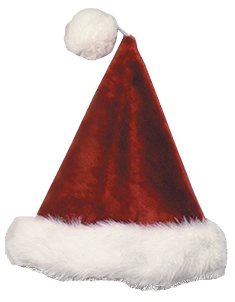 SANTA HAT VELVT PLUSH BURGUNDY