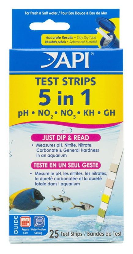 API 5 in 1 Aquarium Test Strips for Freshwater and Saltwater Aquariums