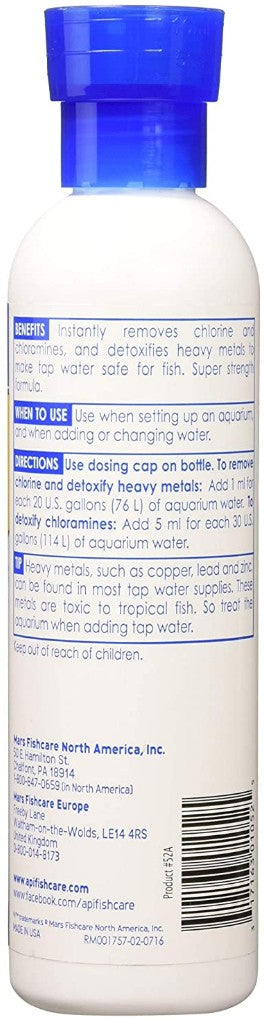 API Tap Water Conditioner Detoxifies Heavy Metals and Dechlorinates Aquarium Water