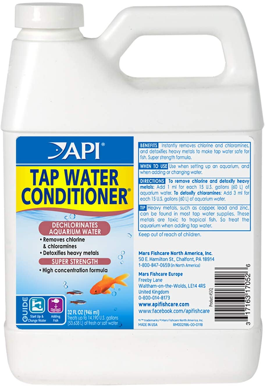 API Tap Water Conditioner Detoxifies Heavy Metals and Dechlorinates Aquarium Water