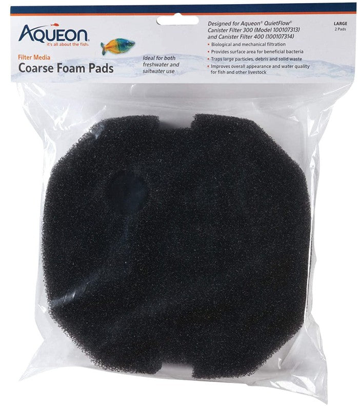 Aqueon Coarse Foam Pads Large for QuietFlow 300 and 400 Canister Filters