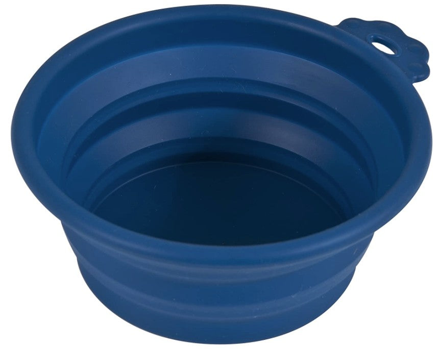 Petmate Round Silicone Travel Pet Bowl Blue