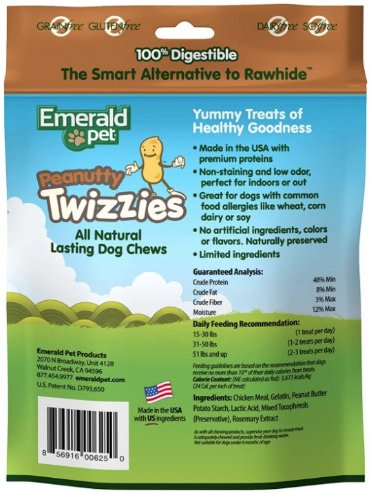 Emerald Pet Peanutty Twizzies Natural Dog Chews