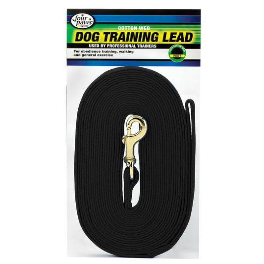 Four Paws Cotton Web Dog Training Lead Black