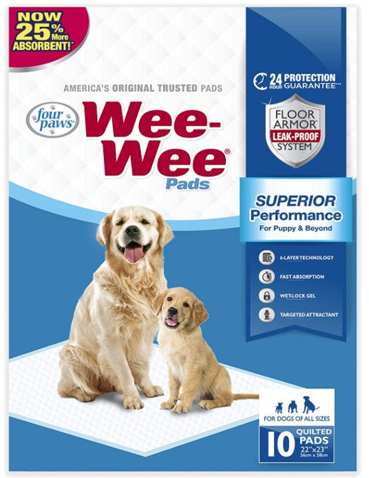 Four Paws Original Wee Wee Pads Floor Armor Leak-Proof System for All Dogs and Puppies